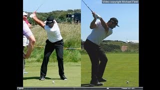 Jon Rahm golf swing  Long Iron faceon amp downtheline July 2017 [upl. by Lundin460]