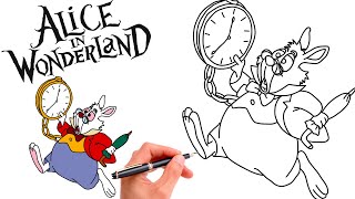 How To Draw WHITE RABBIT  FROM ALICE IN WONDERLAND  StepByStep [upl. by Renard]