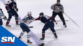 Adam Lowry amp Nikita Zadorov Exchange Fists During Avalanche’s Rout Of Jets [upl. by Wendall]