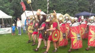 Roman Reenactment at the Amphitheatre in Caerleon Marching In [upl. by Aisylla]