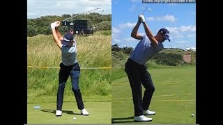 Justin Thomas golf swing  Long Iron faceon amp downtheline July 2017 [upl. by Teiluj981]