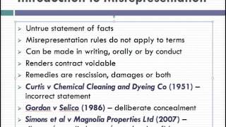 Misrepresentation Lecture 1 of 4 [upl. by Dremann21]