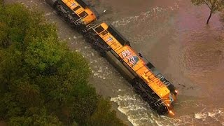 Flooding causes train derailment [upl. by Rachael]